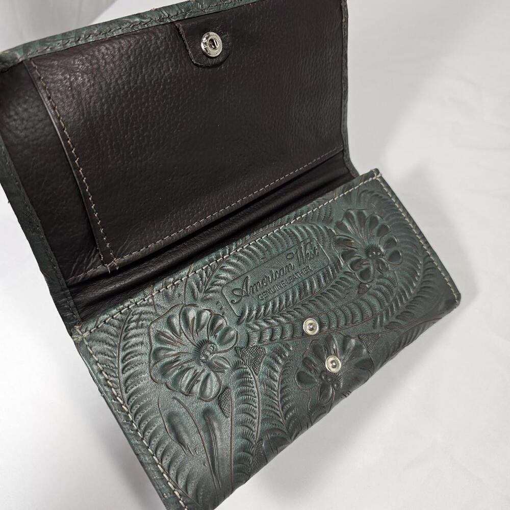 American West Women's Ladies Tri-Fold Wallet Turquoise-Vintage - Picture 3 of 10